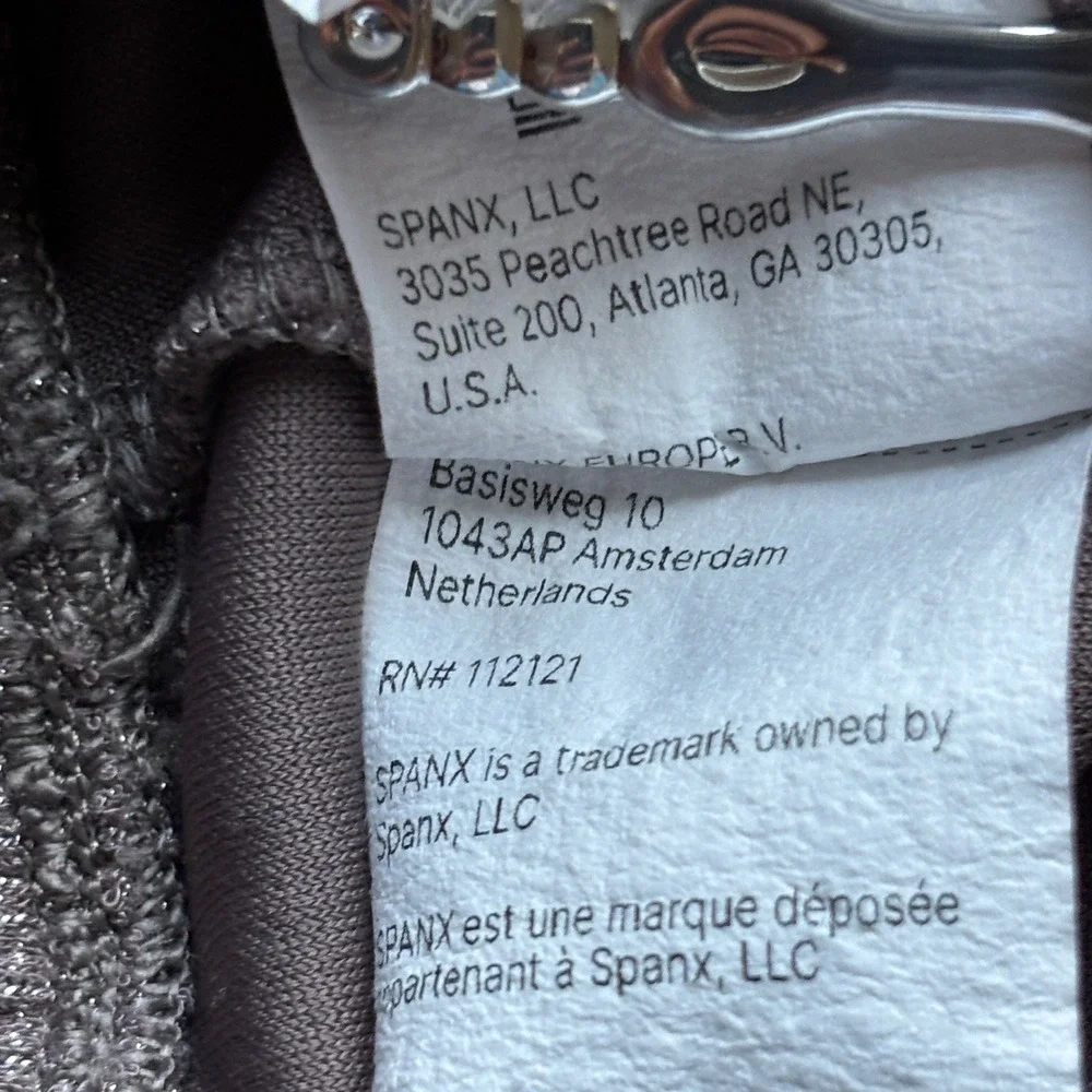 FLAWED Spanx Modern Shimmer Metallic Brown Taupe High Waist Wide Leg Pants Large - Picture 13 of 14